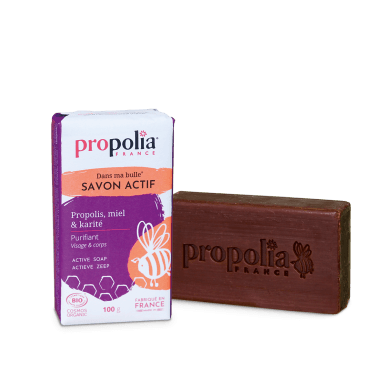 Savon actif Visage & Corps certifié Bio - Propolis, Miel & Karité Propolia