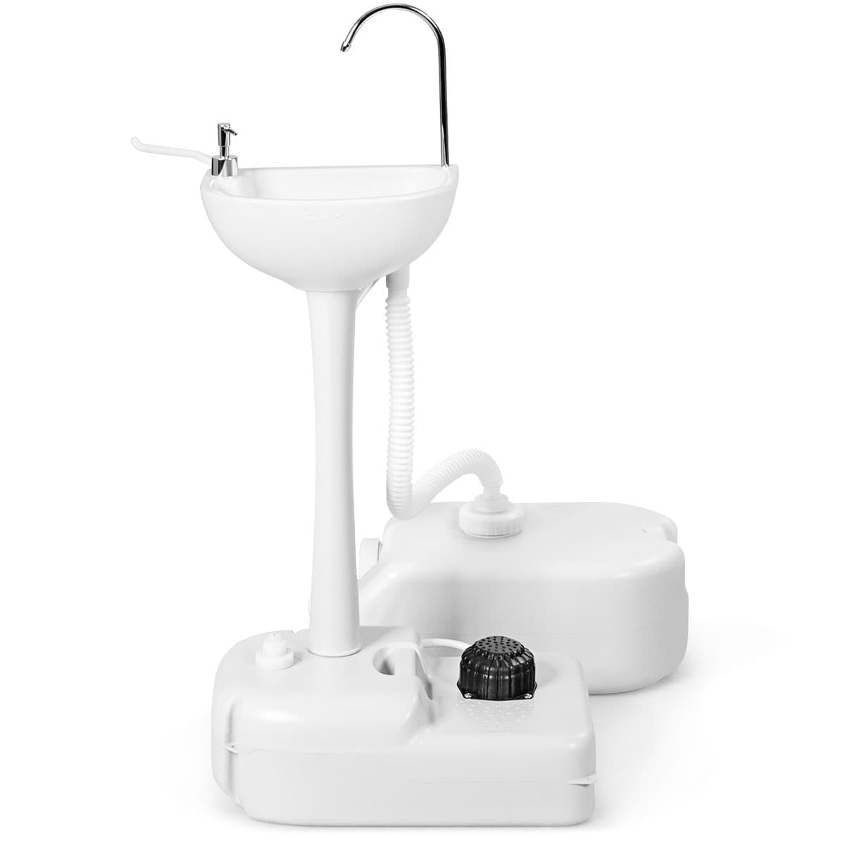 CostwayÉvier à Main Portable Station de Lavage Des Mains avec Commande Au Pied avec Réservoir D'eau Douce de 17 L Roues Porte-serviettes