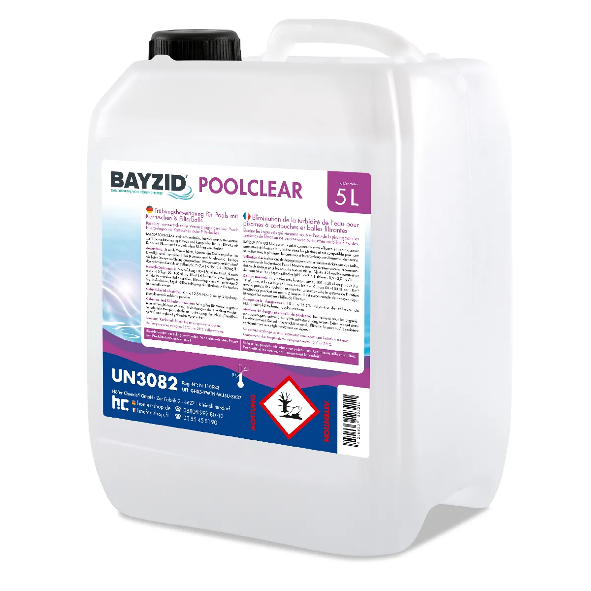 5 L BAYZID® Poolclear - Solution Écologique pour Éliminer la Turbidité de l'Eau de Piscine