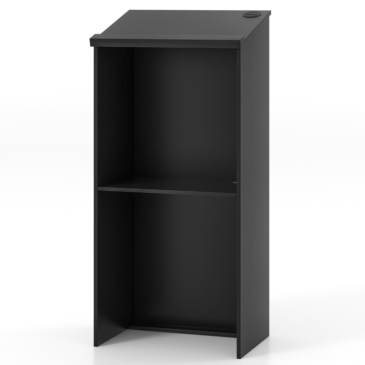 Pupitre pour Podium Support D'hôtesse de 116,5 Cm avec Étagère de Rangement et Trous pour Câbles Pup